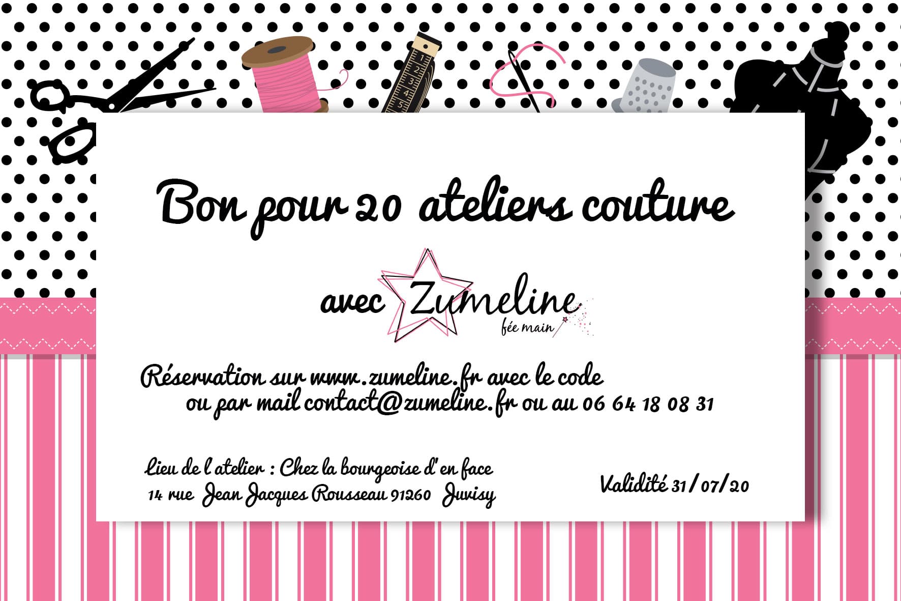 carte cadeau cheque zumeline 20 atelier couture